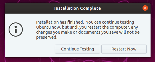 Ubuntu installation complete