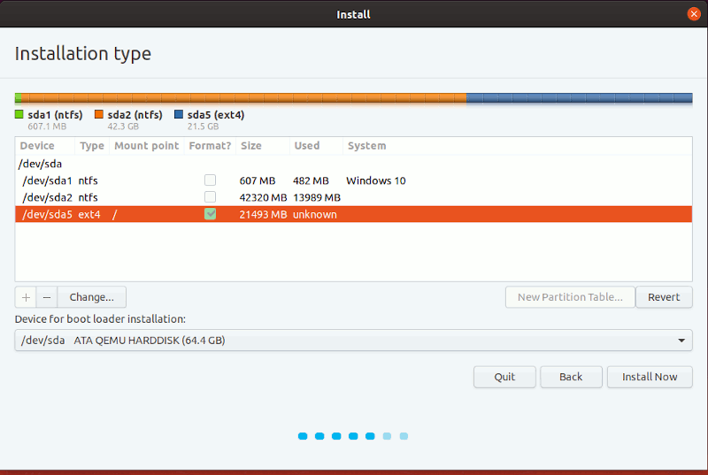 Windows Install Ubuntu Finished Partition
