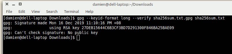 Gpg Cant Check Signature