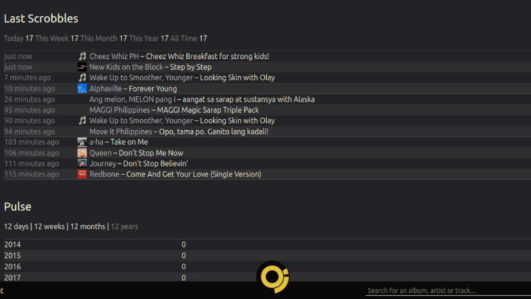 A screenshot showing a fully working instance of Maloja.